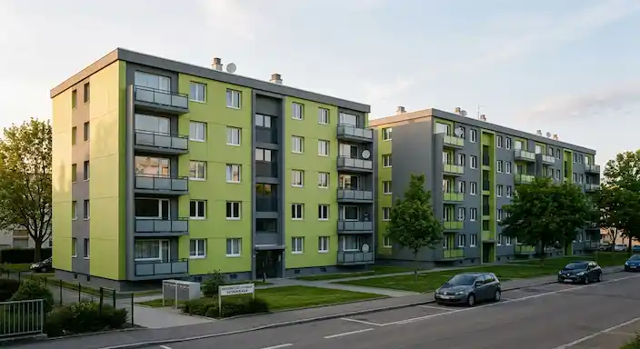 Deux immeubles de logements collectifs rénovés en Grand Est